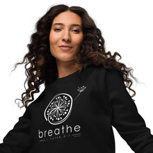 Load image into Gallery viewer, Breathe  I Peter 5:7 - Unisex organic raglan sweatshirt
