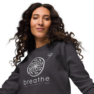 Breathe  I Peter 5:7 - Unisex organic raglan sweatshirt