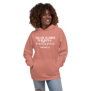 "You are allowed to be both a masterpiece (Ephesians 2:10) and a work in progress. (Philippians 1:6)" Heritage Unisex Hoodie