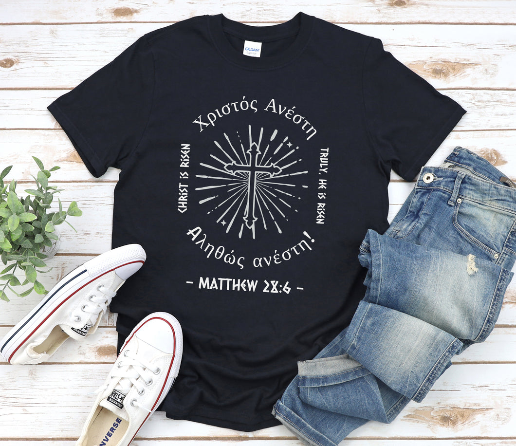 Christos Anesti, Christ has Risen, Greek tshirt, Greek shirt, Greek Easter, He is Risen Shirt, He is Risen, Faith Shirt, Bible verse shirt