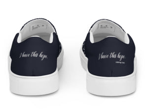 "I have this hope." Hebrews 6:19 - Navy & White Anchor Women’s Slip-On Canvas Shoes