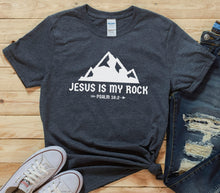 Load image into Gallery viewer, Jesus is shirt, He Is Risen Shirt, Easter Shirt, Christian Shirt Women, Jesus is my Rock, Christian T Shirt, Christian Quote Shirt, God Tee
