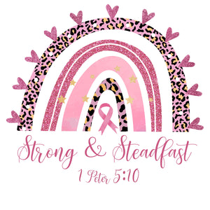 "Strong & Steadfast - 1 Peter 5:10" Breast Cancer Bella + Canvas Short-sleeve unisex t-shirt