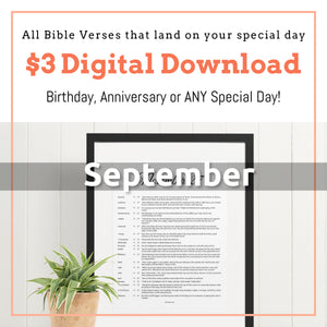 September Birthday Bible Verses Digital Download