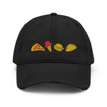 Load image into Gallery viewer, Pizza, Cheeseburger, Ice Cream, Taco, Distressed Dad Hat
