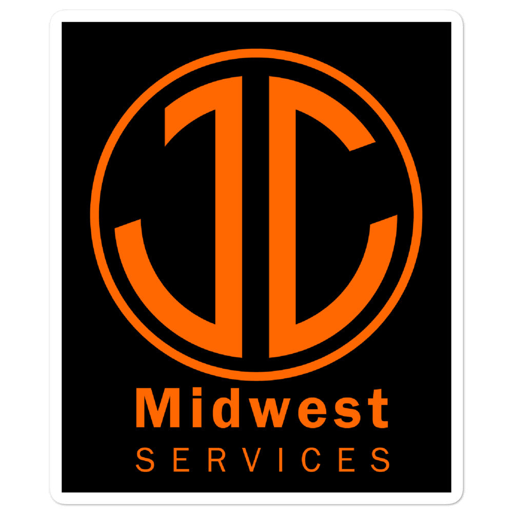 JC Midwest Services - Safety Orange Logo on Black Background - Bubble-free stickers