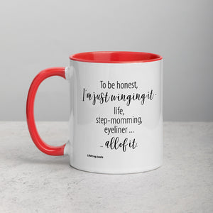 "To be honest, I'm Just Winging It" Mug with Color Inside