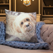 Load image into Gallery viewer, Snowy Cavachon Puppy Premium Pillow
