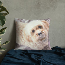 Load image into Gallery viewer, Snowy Cavachon Puppy Premium Pillow
