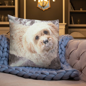 Snowy Cavachon Puppy Premium Pillow