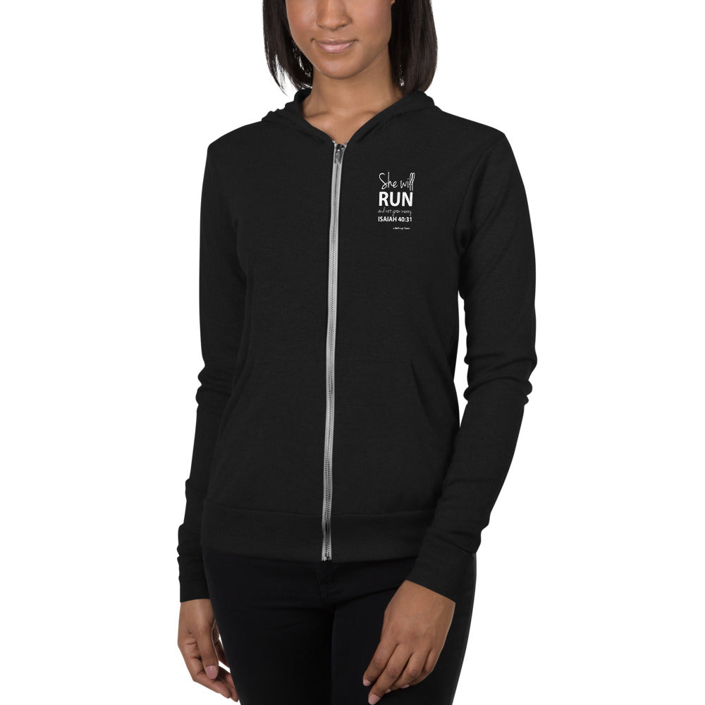 She Will Run - Bella + Canvas Unisex zip hoodie