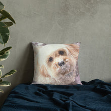 Load image into Gallery viewer, Snowy Cavachon Puppy Premium Pillow
