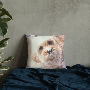 Snowy Cavachon Puppy Premium Pillow