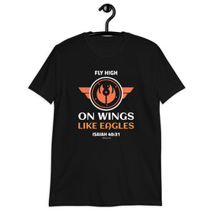 Space Themed - Fly High on Wings like Eagles - Isaiah 40:31 - Short-Sleeve Unisex T-Shirt