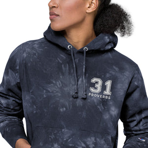 Proverbs 31 - Embroidered Unisex Champion tie-dye hoodie