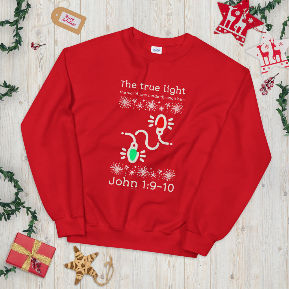 The True Light Christian Sweatshirt Faith Sweatshirt Holiday