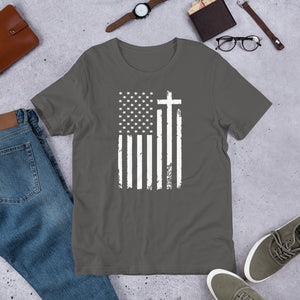 God and Country Distressed Flag & Cross t-shirt