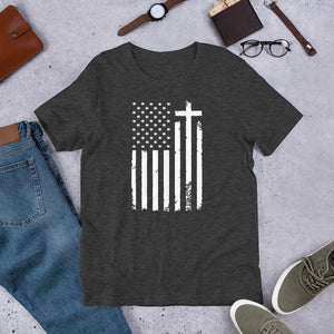 God and Country Distressed Flag & Cross t-shirt