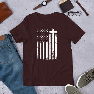 God and Country Distressed Flag & Cross t-shirt